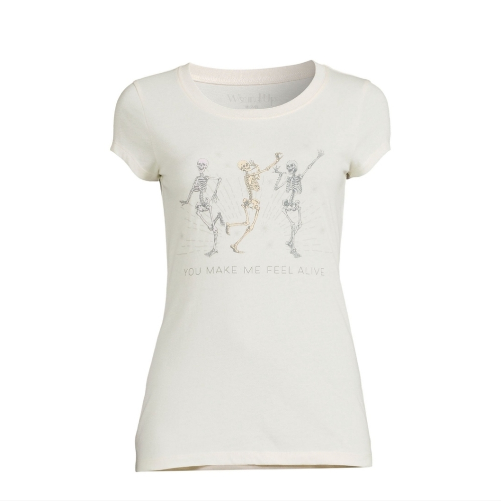 Feel Alive Skeleton Women's Short Sleeve Graphic Tee Size variety